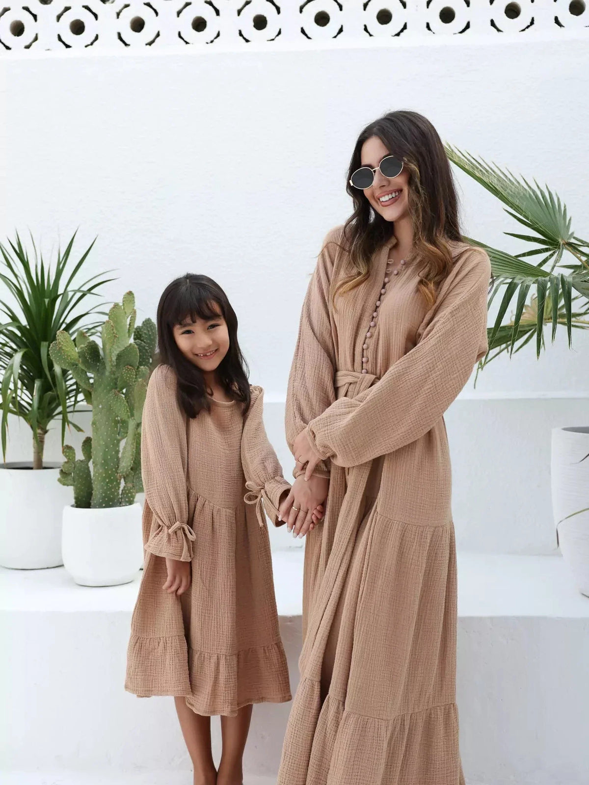 Mini Rua Beige Dress For Girls