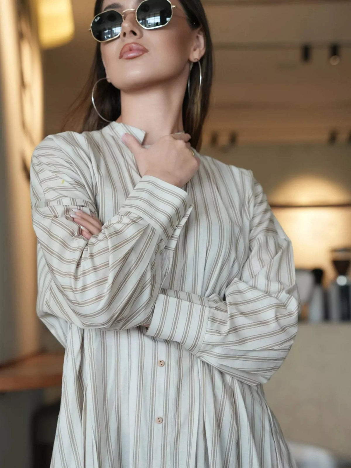 Braun Stripe Long Dress