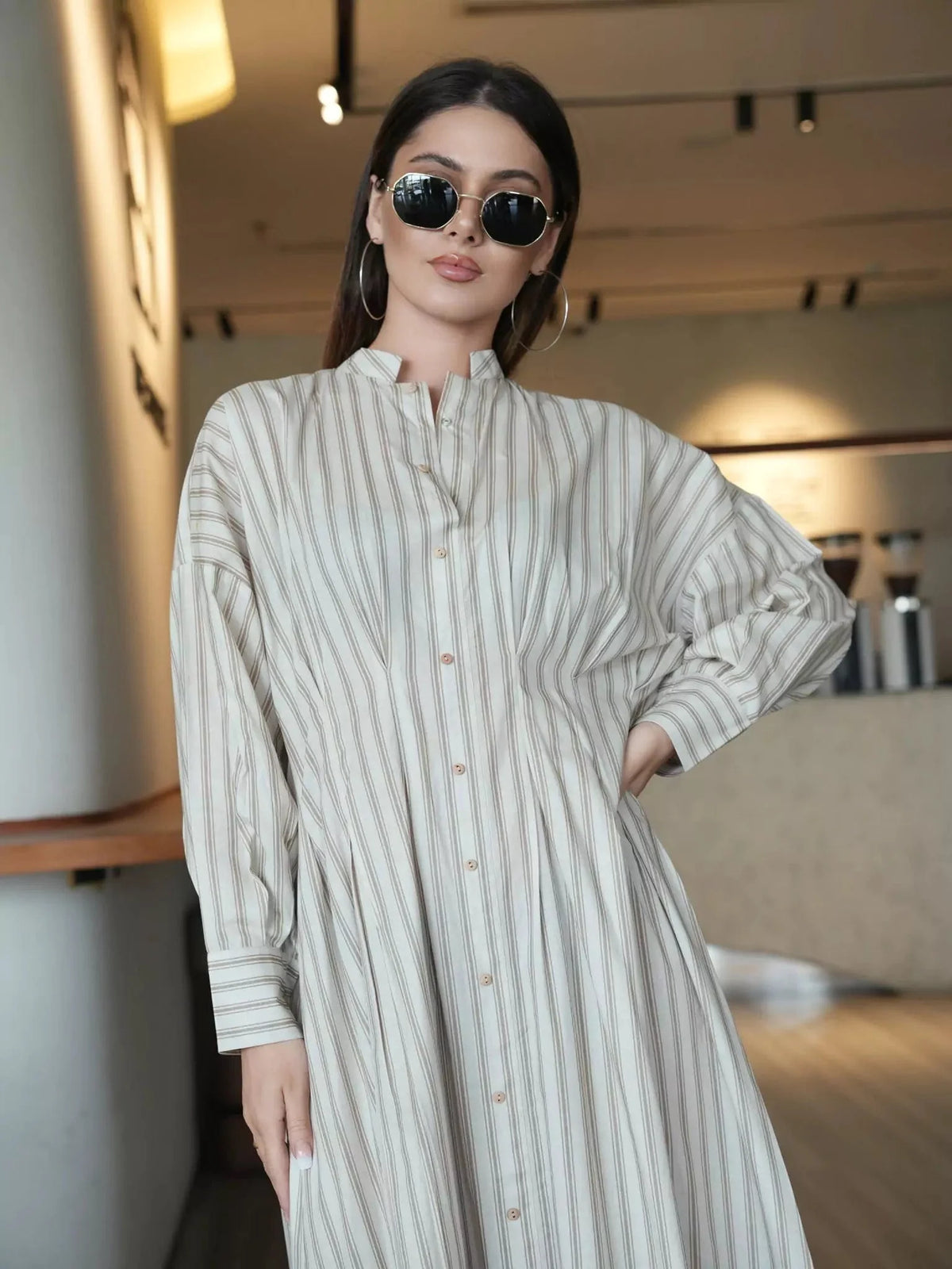Braun Stripe Long Dress