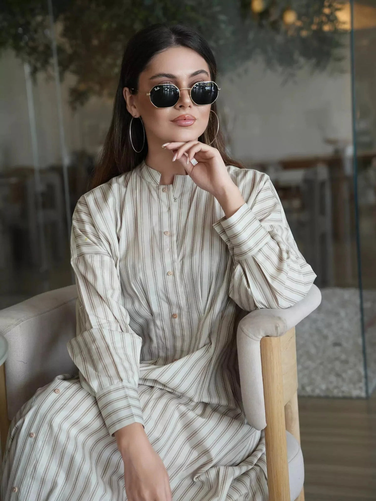 Braun Stripe Long Dress