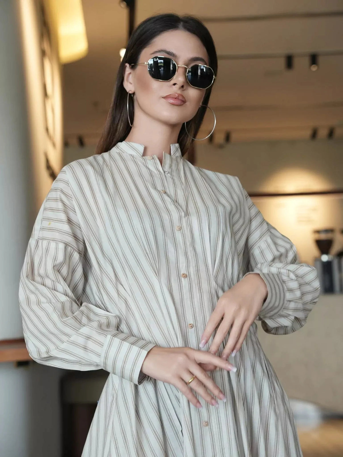 Braun Stripe Long Dress