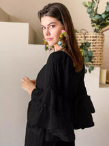 Ellora Long Maxi Dress - Solid Black