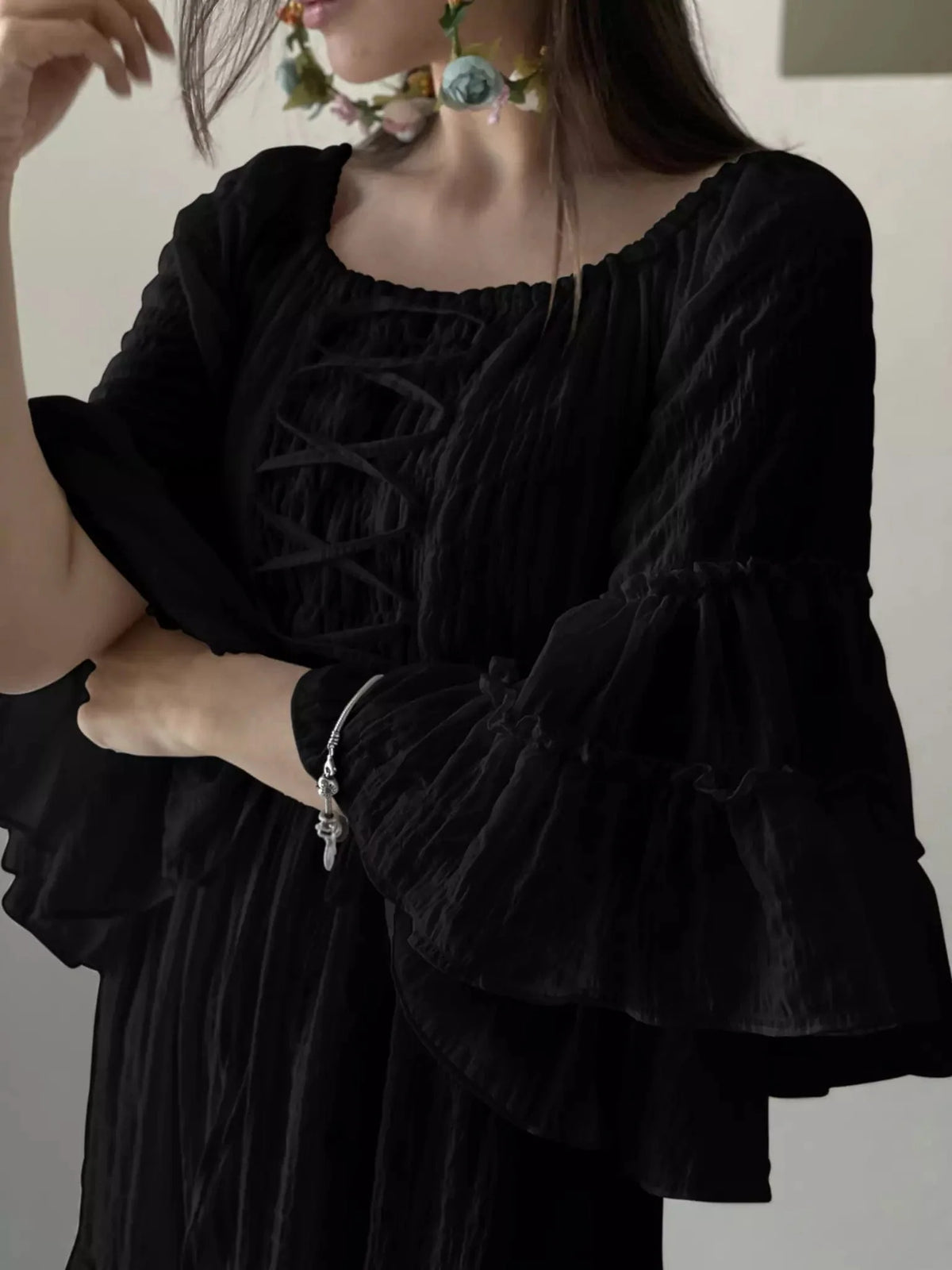 Ellora Long Maxi Dress - Solid Black