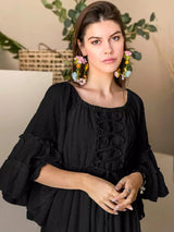 Ellora Long Maxi Dress - Solid Black