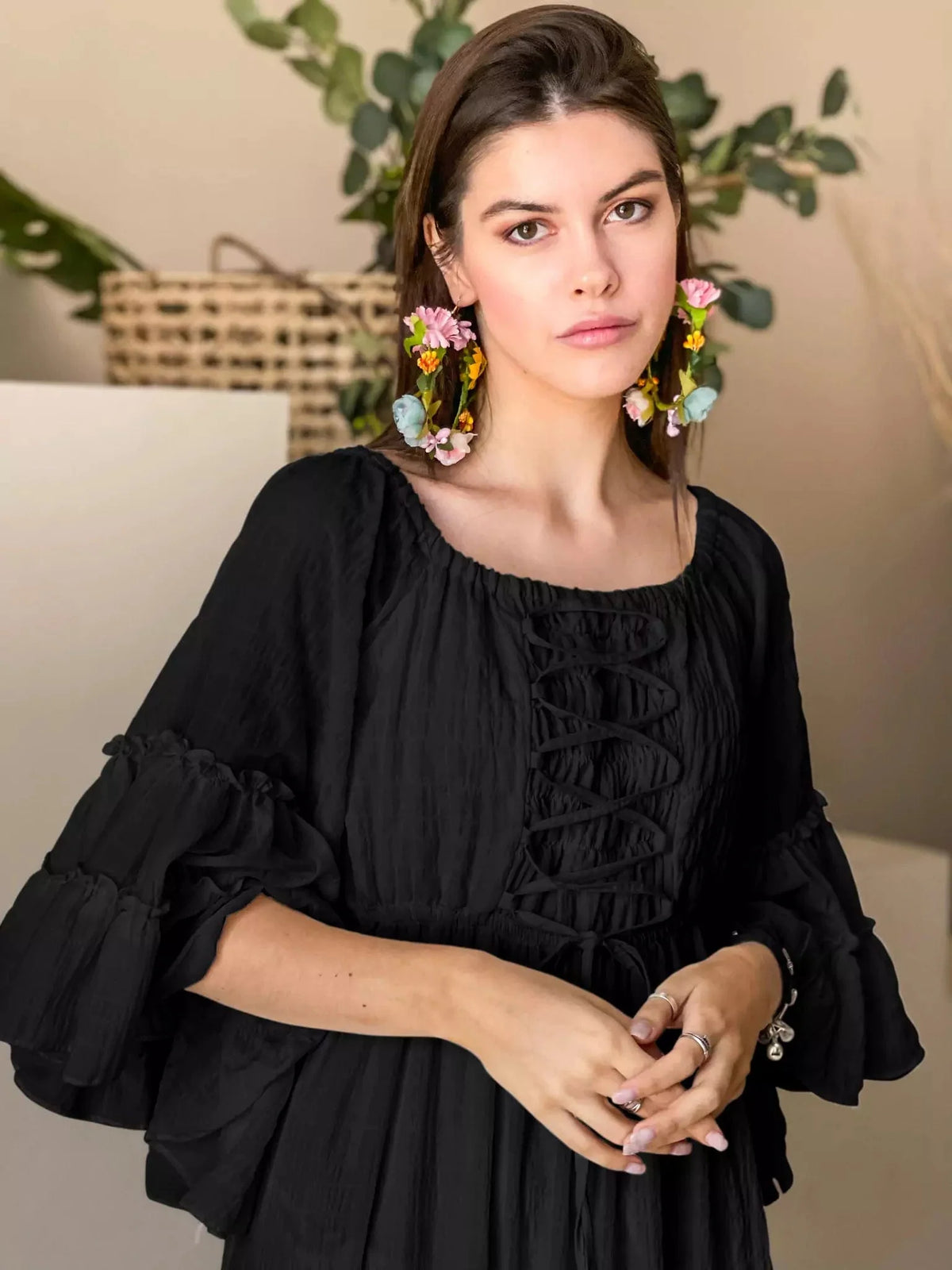 Ellora Long Maxi Dress - Solid Black