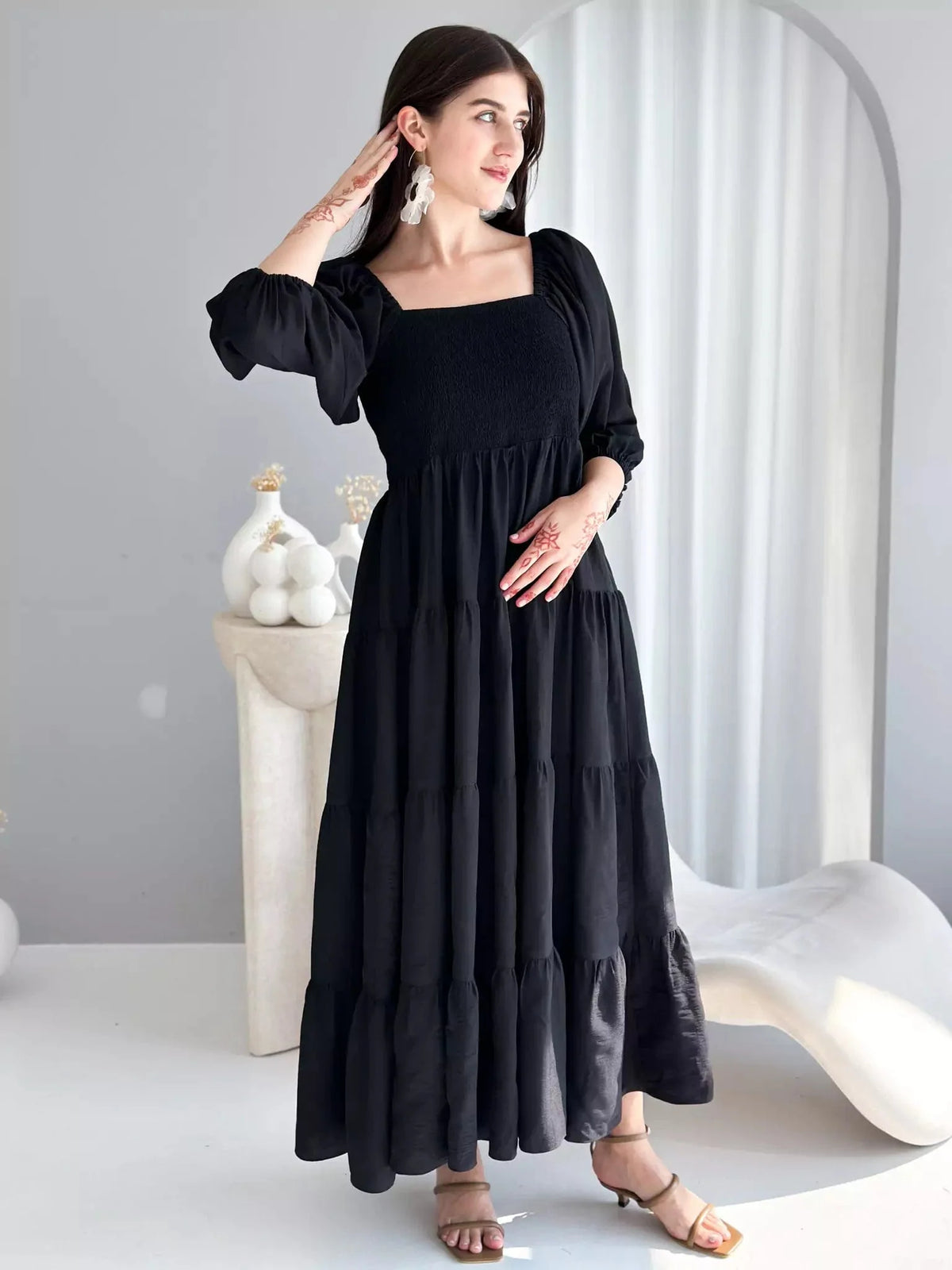 Forever Love Smocked Dress - Black