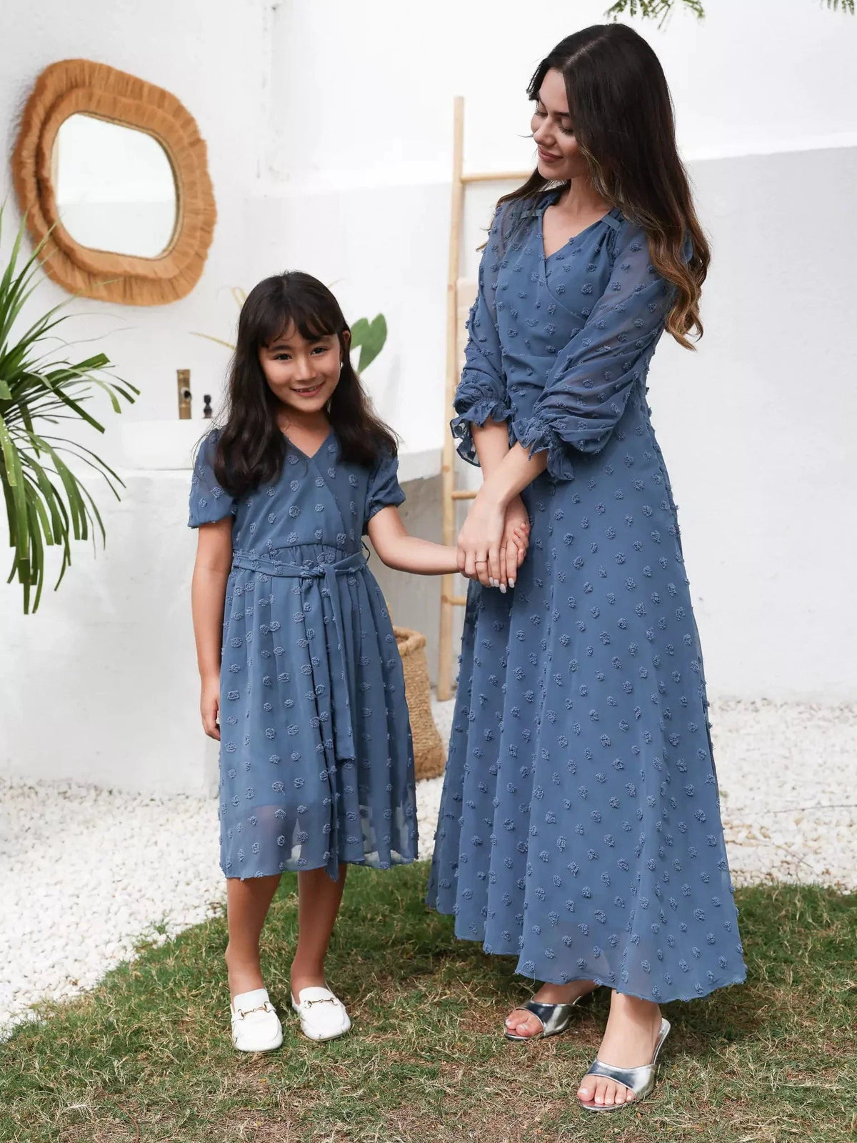 Glacial Texture Dress - Dusty Blue