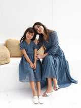 Glacial Texture Dress - Dusty Blue