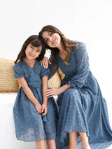Glacial Texture Dress - Dusty Blue