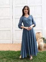 Glacial Texture Dress - Dusty Blue