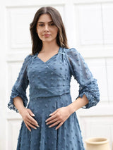 Glacial Texture Dress - Dusty Blue