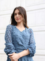 Glacial Texture Dress - Dusty Blue