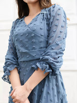 Glacial Texture Dress - Dusty Blue