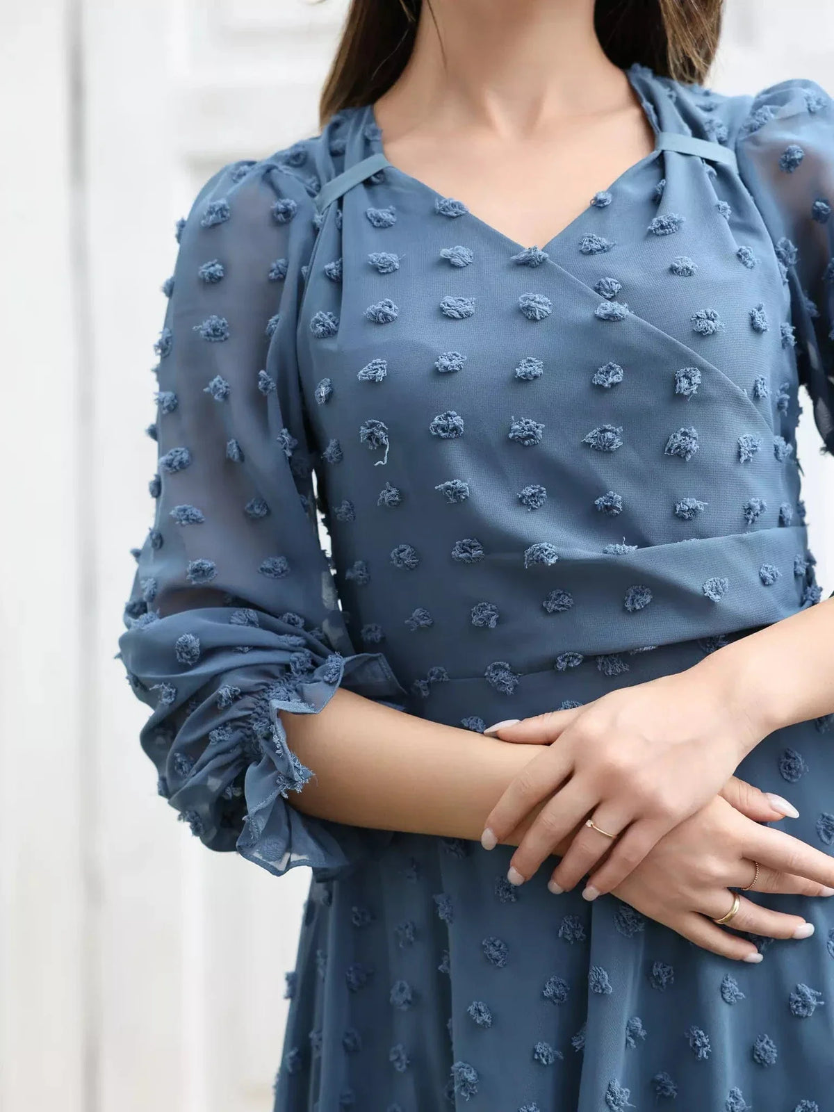 Glacial Texture Dress - Dusty Blue