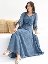 Glacial Texture Dress - Dusty Blue