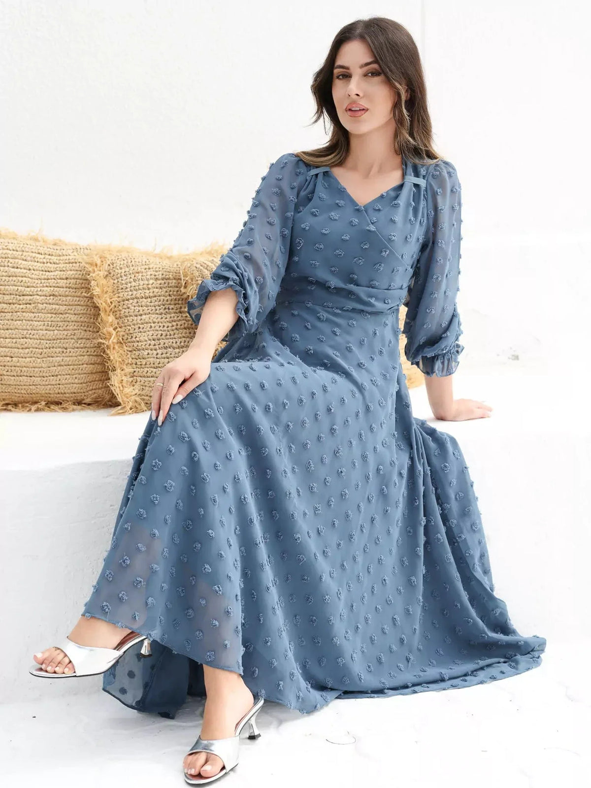 Glacial Texture Dress - Dusty Blue