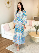 Quadra Blue Floral Long Dress