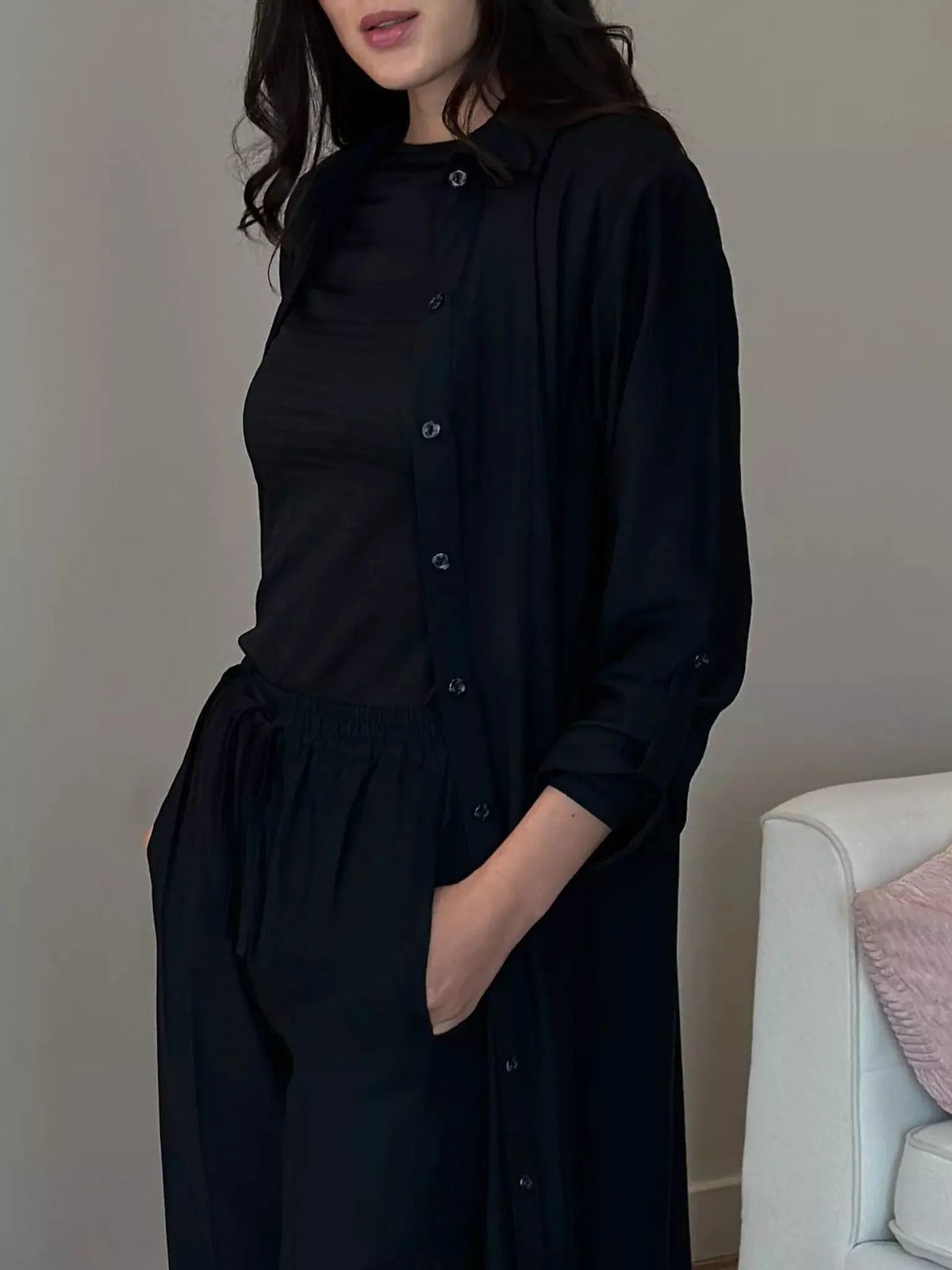 Ozan Tunic Long Shirt & Pants Co Ord Set